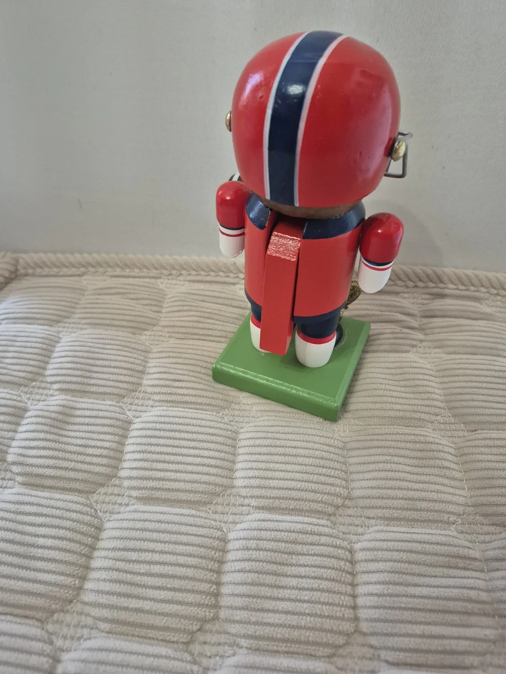 Vintage-style Red & Navy Football Nutcracker Figurine